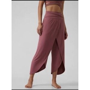 NEW Athleta Release Pant XXS Tawny Rose Wrap Crossover Yoga Culottes 657532